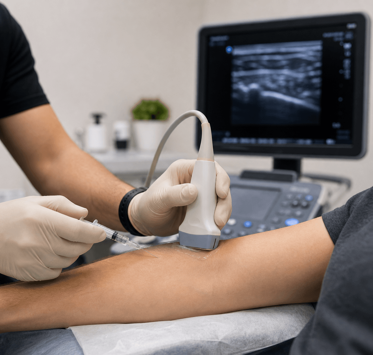 Nerve hydrodissection procedure with ultrasound guidance