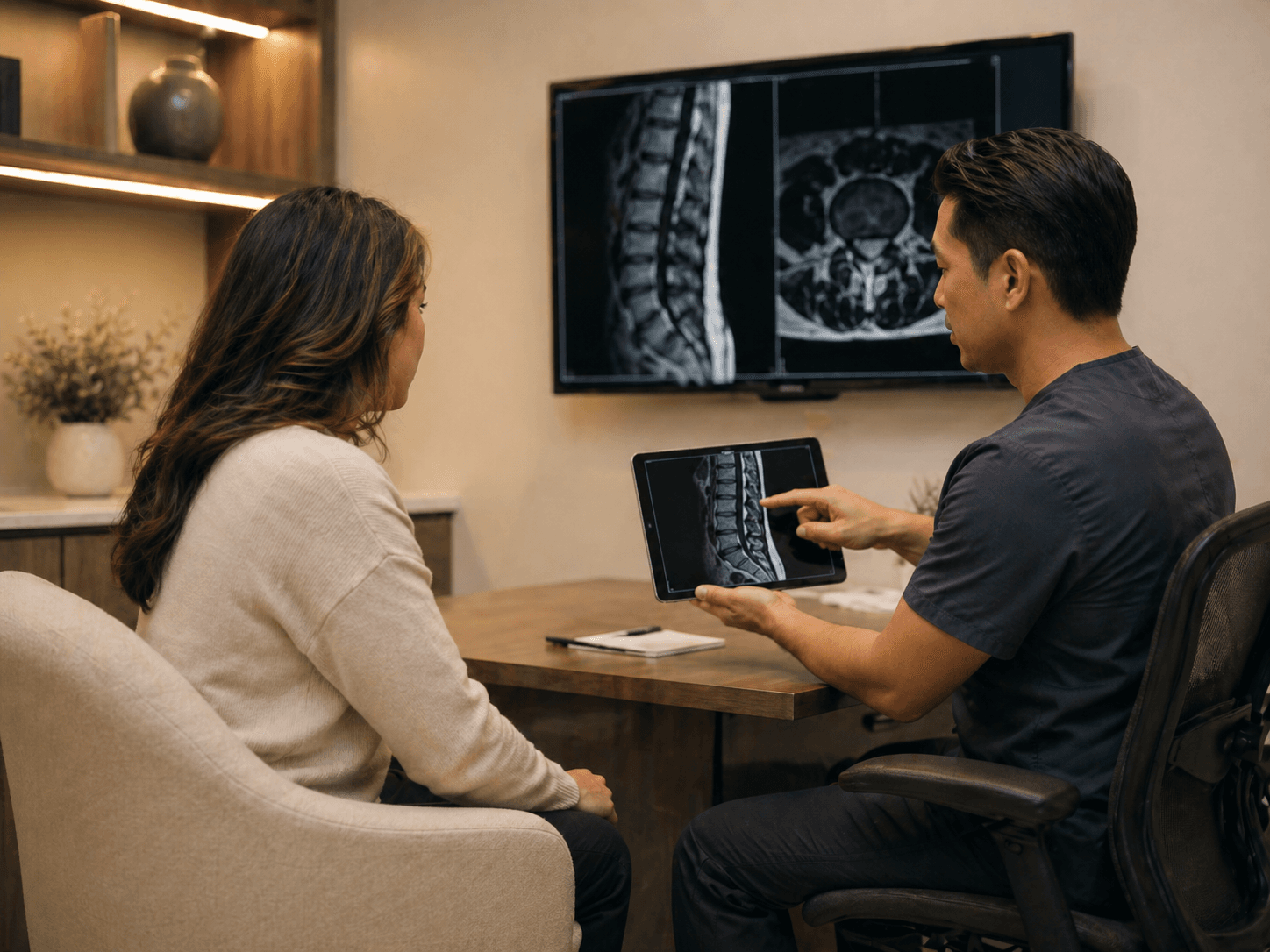 Clinician reviewing a patient assessment
